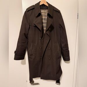 Men's Dark Brown Double-Breasted Trench Coat (black Herringbone Sydney)